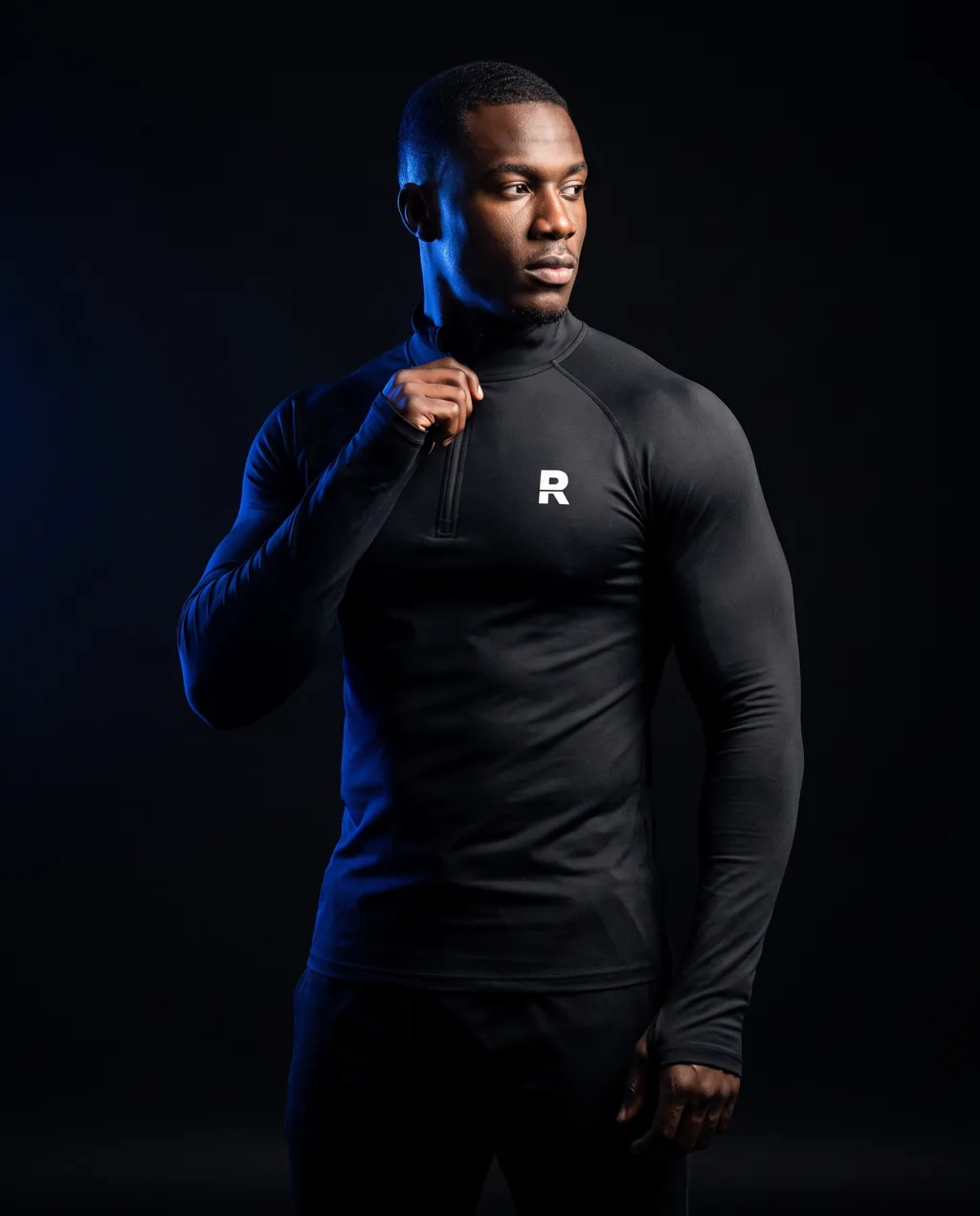 quarterzip black, worn